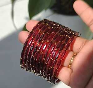 MN EXPORTS Women's <b>Red</b> Glass KASHMIRI BANGLES Classic Trendy Oval Shape Stackable Jewelry for Wedding Occasion - Product Image 6