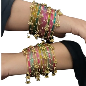 Ethnic Gold Plated Alloy Bangles Set Women's Wedding Jewelry <b>Crystal</b> Rhinestone Decorative <b>Bracelets</b> Multi Color Fashion Bangle - Product Image 5