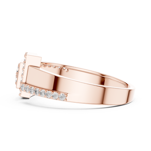 Rose <b>Gold</b> Plated Geometric Cluster Diamond <b>Ring</b> for Women Elegant Statement <b>Cocktail</b> <b>Ring</b> Sparkling Luxury Jewelry Gift - Product Image 5
