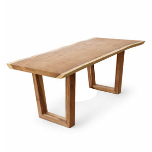Table à manger rectangulaire en bois de Suar d'Indonésie, bord brut, esthétique rustique, meubles artisanaux pour grandes villas et projets hôteliers - Product Image 1