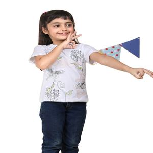 Tendance Nouveau T-shirt à col rond pour filles en coton 100% Différentes méthodes et matériaux d'impression à la main à vendre - Product Image 1