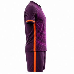 Uniformes de Fútbol Personalizados, Conjunto de Camiseta y Pantalones Cortos Purple Vortex, Kits de Fútbol Sublimados, Secado Rápido, Transpirables, 100% Poliéster, Cuello en V - Product Image 4