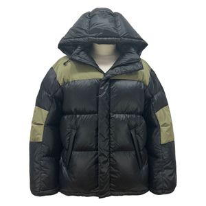 Black Green Patchwork Short Men's <b>Down</b> Jacket Duck <b>Down</b> Jacket Placket Resin Zipper Winter <b>Down</b> Jacket - Product Image 1