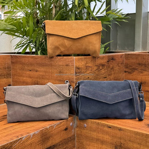 Nueva llegada de lujo de cuero de gamuza genuina bolsos cruzados Satchel bolsos de sobre para mujeres bolsas de mensajero de hombro para axilas - Product Image 6