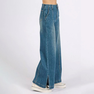 Pantalon en jean déchiré taille haute coupe droite respirant à séchage rapide en coton coupe ample style délavé décontracté hiver unisexe - Product Image 2