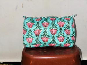 Handmade Quilted Cotton Cosmetic Pouch Floral Printed <b>Makeup</b> Bag Travel Toiletry Organizer Zipper <b>Storage</b> Pouch - Product Image 2