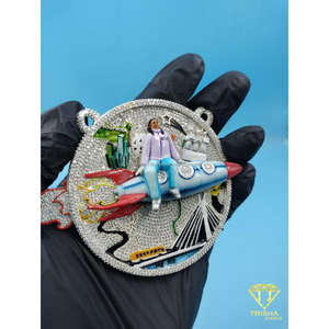 Pendentif personnalisé Iced Out Brf Rocket Man, bijoux hip-hop bling, pendentif en émail 3D avec diamants, pendentif de charme, bijoux rap - Product Image 4