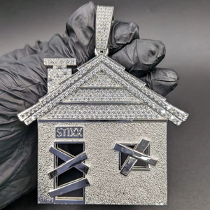 Collar Personalizado con Diseño de Casa en Plata de Ley S925, Chapado en Oro, con Moissanita VVS, Estilo Hip Hop para Hombre - Product Image 1