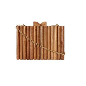 Bolso de Mano Tipo Clutch con Textura de Madera Premium, Elegante, Casual, para Novia, con Correa Desmontable para Mujer - Product Image 6