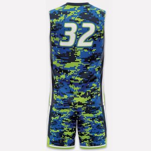 Ensemble de maillots de basket-ball personnalisés par sublimation, sans manches, respirant, imprimé camouflage, uniforme pour adultes, vêtements de sport unisexes - Product Image 1