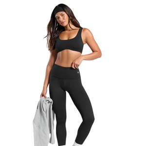 Leggings noirs unis à taille haute pour femmes, sans couture, doux et compressifs, pour le yoga, la salle de sport et les activités sportives - Product Image 4