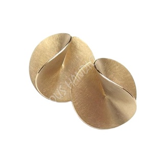 Aros de latón, pendientes de aro de oro, pendientes de aro de diamantes, Pendientes chapados en oro para mujer - Product Image 1