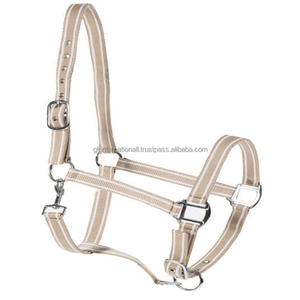 Halter en nylon fait à la main à rayures bicolores en plusieurs couleurs et tailles personnalisées avec quincaillerie en acier inoxydable - Product Image 6