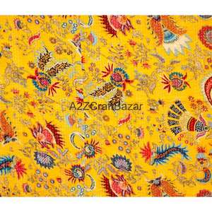 Couvre-lit Kantha en coton pur à 100 % imprimé à la main, motif floral vintage Gudri, fabriqué en Inde - Product Image 2