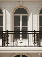 Balaji Metals Garde-corps en fonte gris moderne de qualité supérieure, motif Paris, traitement de surface par sablage super fin, métal poli, résistant à la rouille