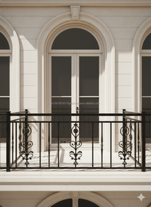Rampe de balcon moderne en fonte gris de qualité supérieure, motif Paris, traitement de surface par sablage, métal poli, résistant à la rouille - Product Image 2