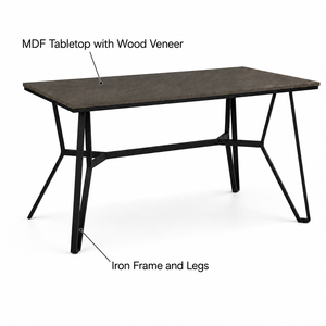Mesa de Comedor Pequeña Rectangular de Madera de Estilo Industrial Moderno con Patas de Metal para Muebles de Hogar - Product Image 3
