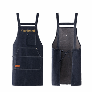 Tablier de coiffure professionnel IKZARSA en denim avec patch en cuir, bretelles réglables, confortable pour usage en salon, différentes couleurs, personnalisable - Product Image 5