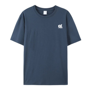Camiseta de Manga Corta Azul Marino para Hombre DUBRIX, 100% Poliéster, Corte Regular, Cuello Redondo, Logotipo Estampado en la Parte Delantera, Antiarrugas - Product Image 1