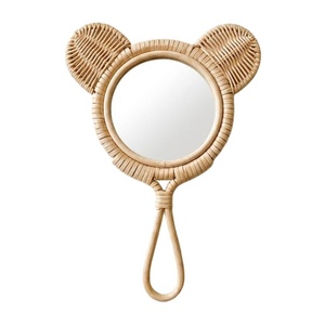 Rattan <b>Hand</b> Mirror Children Furniture Nursery Room Eco Friendly Natural Material <b>Mini</b> <b>Hand</b> Mirror For Kids Cheap High Quality - Product Image 1
