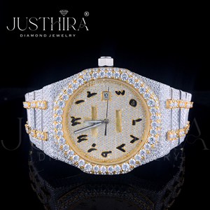 Montre de luxe en moissanite VVS de qualité supérieure, sertie de pierres élégantes, pour occasions décontractées et formelles, disponible à la vente, provenant d'un fournisseur indien. - Product Image 2