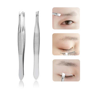 Wholesale Customized Stainless Steel Slanted Eyebrow Tweezers-Eco-Friendly Facial Hair Removal <b>Tool</b> for Beauty Salons - Product Image 5