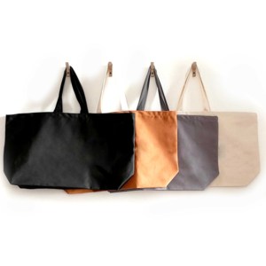 Plain Dyed Printed Cotton Canvas Tote Bag Eco Friendly Washable Adjustable Large Capacity Beige Woven Style Water Resistant - Product Image 3