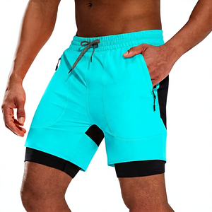 <b>Men's</b> <b>Green</b> Drawstring <b>Shorts</b> with Pockets Solid Eco-Friendly Quick Dry High Waist Knitted Viscose Casual - Product Image 6