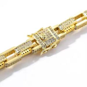 Indian Manufacture Unisex Hip Hop Iced Out Diamond <b>Silver</b> Plated Luxury <b>Bracelet</b> with Secure Box Clasp Available Factory Price - Product Image 2