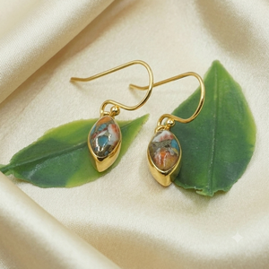 925 Sterling <b>Silver</b> Oyster Turquoise <b>Hoop</b> Earrings Handmade Marquise Rose Gold Yellow Gold Plated Minimalist Women - Product Image 3