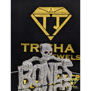 Colgante de calaveras de diseñador con diamante cultivado en laboratorio, plata de ley 925, cadena de lujo estilo hip hop de Trisha Jewels - Product Image 4