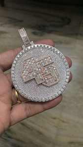 Collar Personalizado con Colgante de Diamante Moissanite Redondo de 45 Números, Chapado en Oro Rosa y Plata, Estilo Hip Hop, para Hombre - Product Image 6