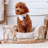 Panier de couchage pour animaux de compagnie en rotin tressé à la main, pour chiens et chats