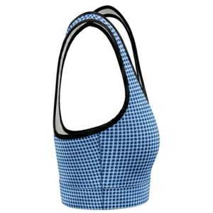 Women's Summer Gym Light Blue Dot <b>Mesh</b> Racerback Sports Bra Scoop Neck Medium Support Breathable Yoga <b>Top</b> Spandex Polyester - Product Image 3