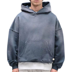 Sudadera con Capucha Vintage para Hombre, Estilo Oversize, Hombros Caídos, Bolsillos Canguro, Lavado Ácido, Tejido Grueso, Ideal para Invierno - Product Image 1