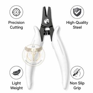 Pinza Profesional de Acero Inoxidable para Cortar y Remover Extensiones de Cabello, Mango Blanco, Uso en Salón, Precio de Fábrica OEM, QORVEX - Product Image 3