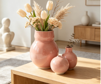 Vase en céramique artisanale à glaçure réactive, vase décoratif de table unique à glaçure dégradée pour salon, hôtel, décoration intérieure et cadeau