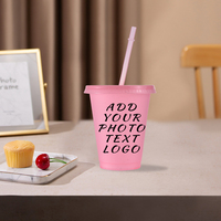 Vente flash - Gobelet en plastique portable avec logo personnalisé, paillettes, 16 oz, réutilisable, sans BPA, pour boissons froides, avec couvercle