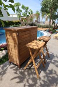 ชุดโต๊ะบาร์ไม้สักธรรมชาติสำหรับสวนรุ่นใหม่ - Product Image 4