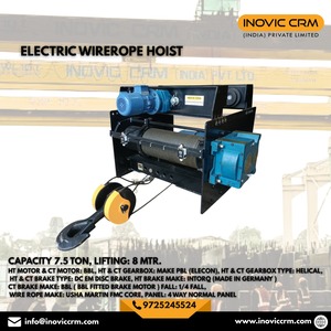 Polipasto Eléctrico Industrial INOVIC CRM de 7.5 Toneladas, Longitud de Cable de 30m, Cable de Acero de 20mm, Motor Rotorq, Freno ABB, Amarillo - Product Image 1