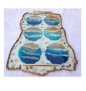 Best Quality Eco-Friendly American Style Customized Color <b>Epoxy</b> Resin and Wood Coaster & Serving Tray for Hotels and Restaurants - Product Image 3