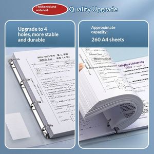 Plastic <b>A4</b> Four-Hole Ring Binder With Transparent <b>Document</b> Holder 4-Hole Punch Loose-Leaf Folder Paper Clip - Product Image 3