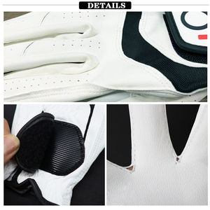 Gants de golf pour hommes de qualité supérieure, cuir véritable haut de gamme avec revêtement antidérapant en peau de mouton, logo brodé élégant - Product Image 4