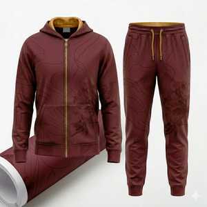 Unisex Blue Hooded Tracksuit Full Zipper Solid Color Casual Sweatshirt and Pants <b>Set</b> with Side Pockets for Adults Autumn Wear - Product Image 6