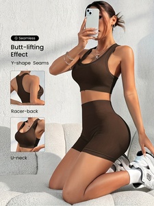 Conjunto de yoga de dos piezas para mujer, cintura alta, sin costuras, conjunto deportivo para gimnasio, leggings y sujetador deportivo, logotipo personalizado, proveedor mayorista de marca privada - Product Image 1
