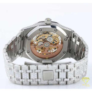 Montre squelette de luxe haute qualité entièrement sertie de diamants VVS cultivés en laboratoire, montre-bracelet automatique mécanique pour homme style Hip Hop - Product Image 6