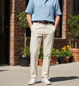 Pantalones Vaqueros Casuales para Hombre, Cintura Alta, Corte Recto, Ligeros, 100% Algodón, Transpirables, Ecológicos, para Uso en Exteriores, Personalizables, MOQ Bajo - Product Image 1