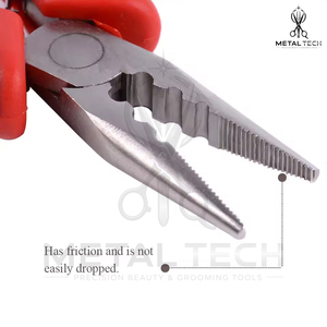 Pince ergonomique rouge et noire avec poignée caoutchoutée pour l'élimination des extensions capillaires, ouvre-micro-anneaux multi-trous, outil de démolition de liens - Product Image 5