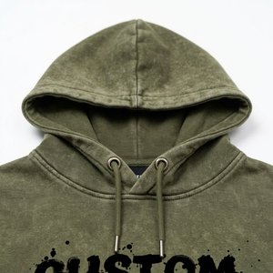 Ensemble de survêtement 2-en-1 pour homme, vert olive, à capuche, épais, imprimé flamme néon, streetwear, longueur intégrale, avec cordon de serrage et poches, coupe classique - Product Image 3
