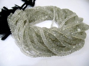 Cuentas facetadas de piedra lunar de Ceilán natural, forma rondelle, 5 mm, hebra de 7 pulgadas de largo - Product Image 1